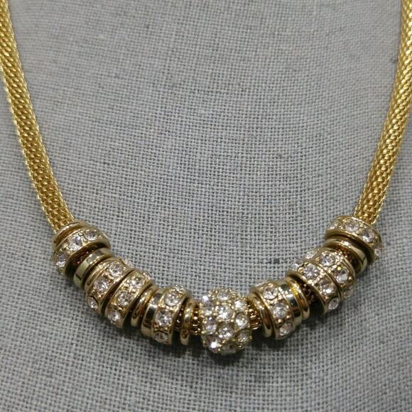 ANNE KLEIN Necklace Gold Tone Metal Mesh Chain, Silver Charms, 19 Inches - Picture 3 of 11